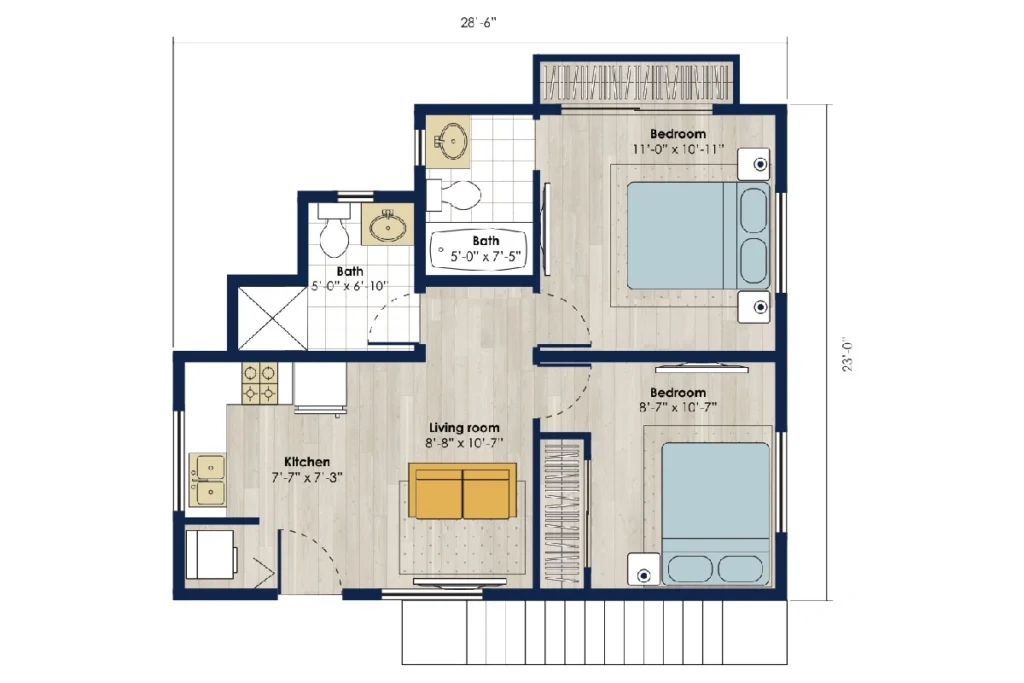 605 sq ft